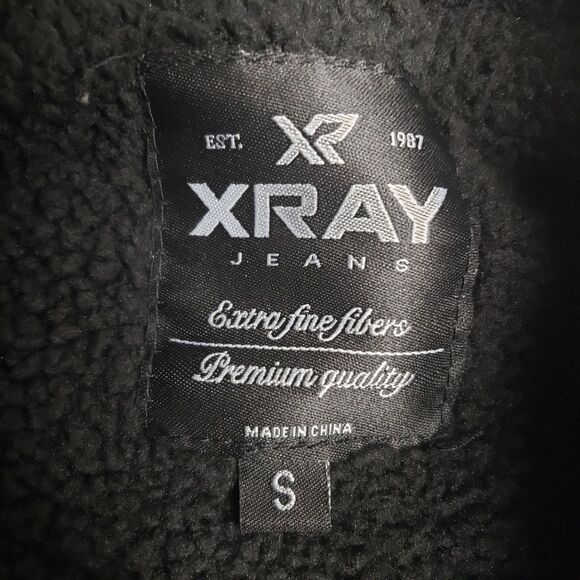 XRAY Jeans Varsity Jacket Mens Snap Button Up Fleece Colorblock Small Old School - Picture 13 of 15